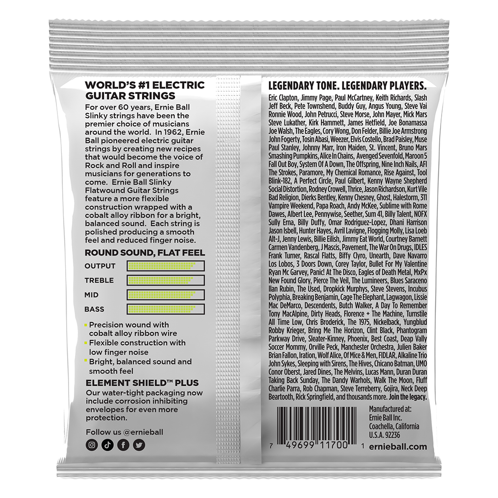 Ernie Ball Regular Slinky Colbalt Flatwound Electric Guitar Strings 10 - 46