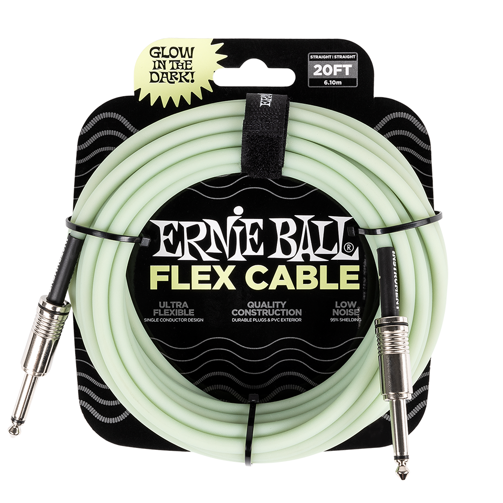 Ernie Ball Flex 20ft / 6m Glow In The Dark Straight Jack - Straight Jack Cable