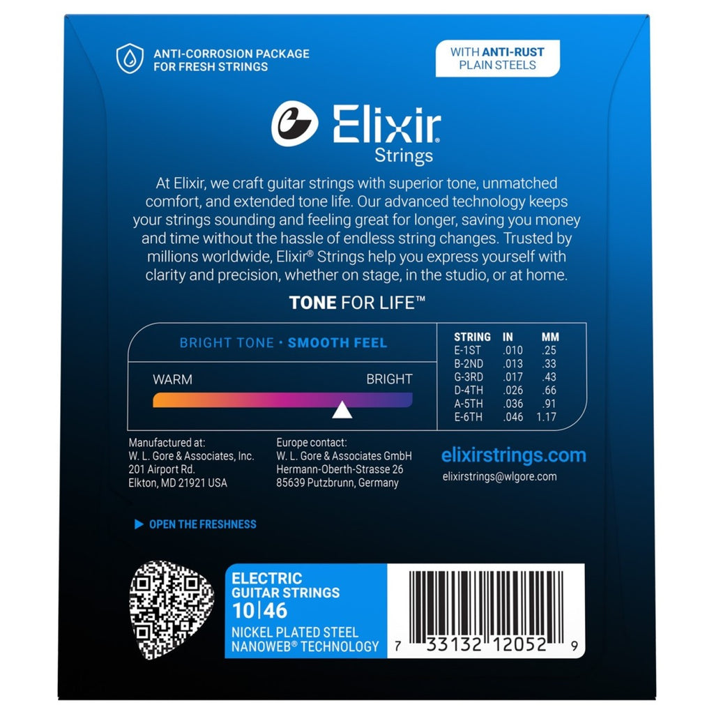 Elixir Nanoweb 10 - 46 (Regular Light) Electric Guitar Strings