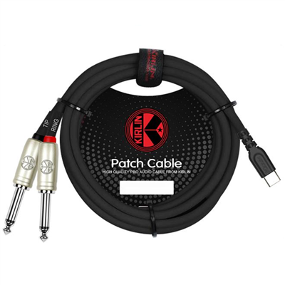 Kirlin 2m USB-C Plug - 2x Mono 1/4" / 6.35mm Jack Plugs