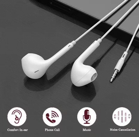 White earbuds - with microphone 3.5mm plug