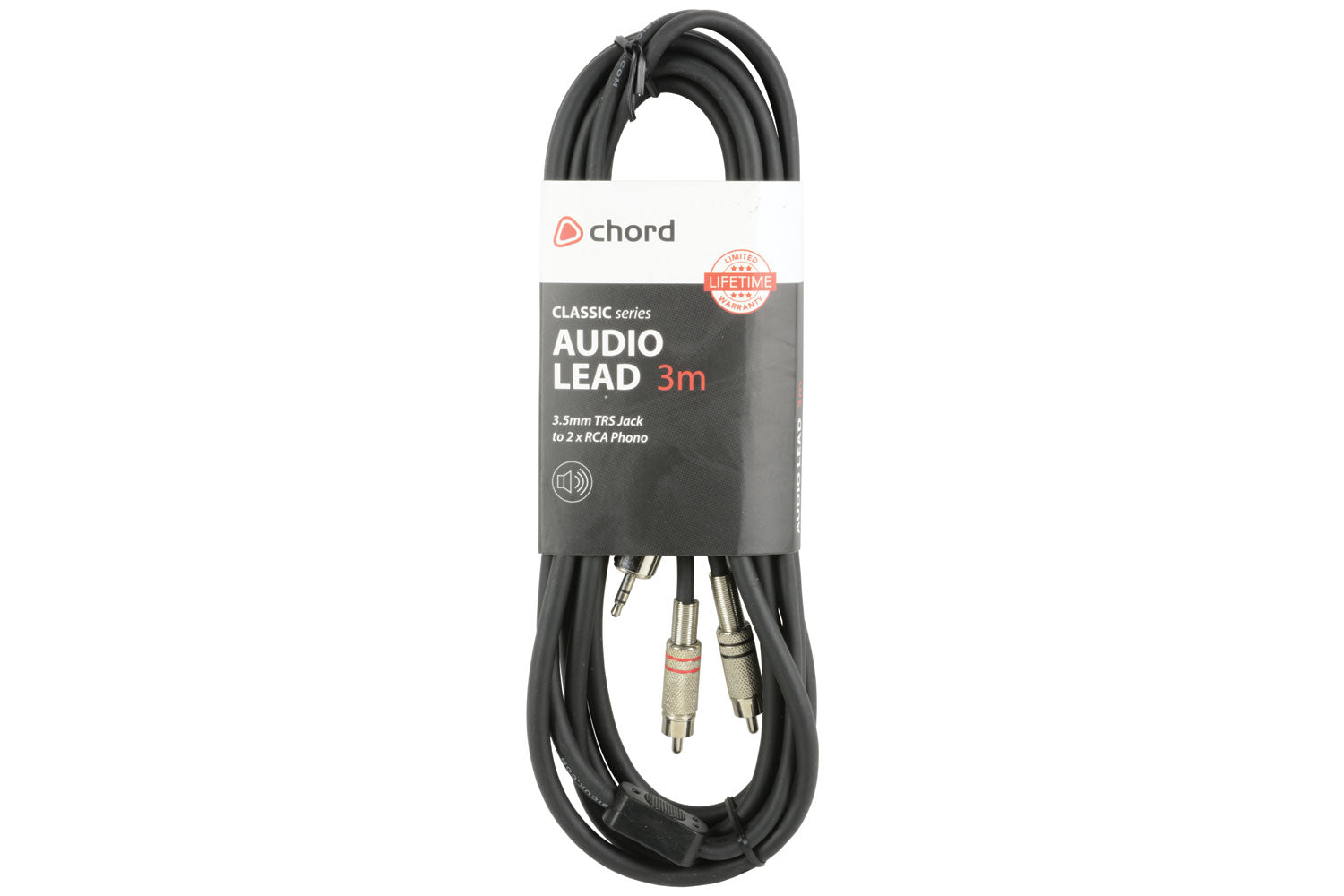3.5mm stereo jack plug to 2x RCA Phono plug 3m