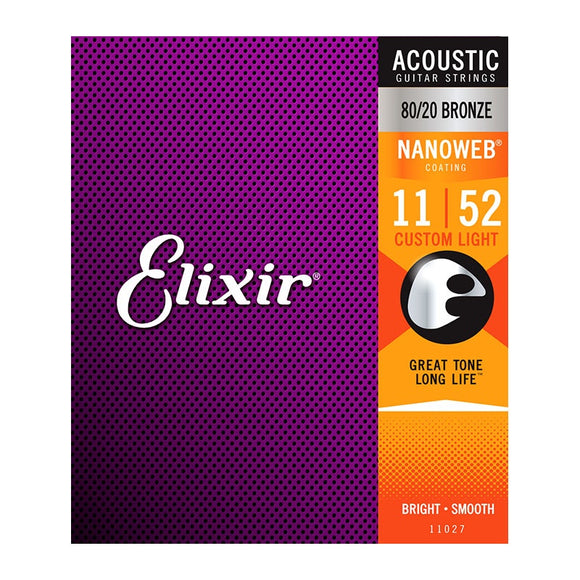 Elixir Nanoweb (Custom Light) 80/20 Bronze Acoustic Strings