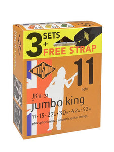 Rotosound JK11 Triple Pack + Free Strap - Phosphor Bronze 11 - 52