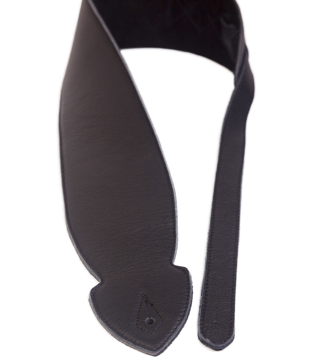 LG "Softy" 4" WIDE Black Leather Guitar / Bass Strap