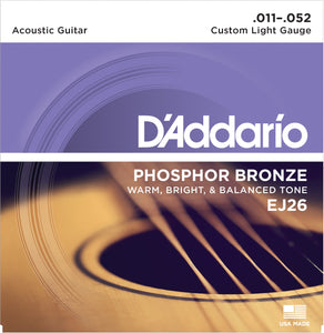 D'Addario (EJ26) Custom Light Phosphor Bronze Acoustic Strings