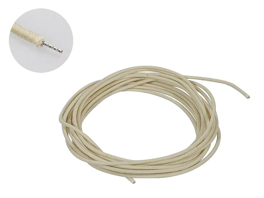 Boston / Gavitt White Waxed Cotton Braided Push Back Wire - 10ft / 3m