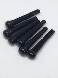 Black Plastic Guitar Bridge Pins - Pack of 6