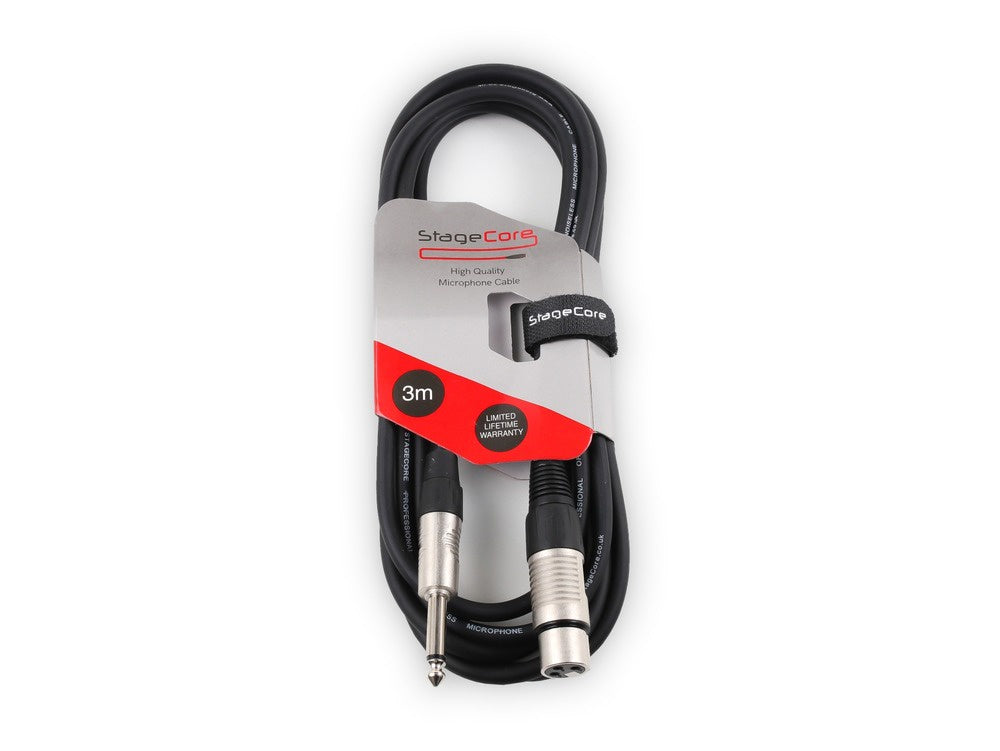 Stagecore 3m Female XLR - 1/4" / 6.35mm Mono Jack Cable - Microphone Cable
