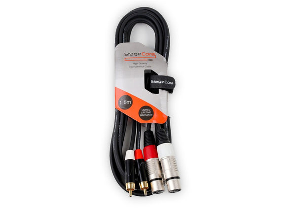 Stagecore 1.5m 2x Female XLR - 2x Male RCA Cable