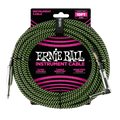 Ernie Ball 10ft / 3m Black / Green Braided Right Angle - Straight Jack Cable