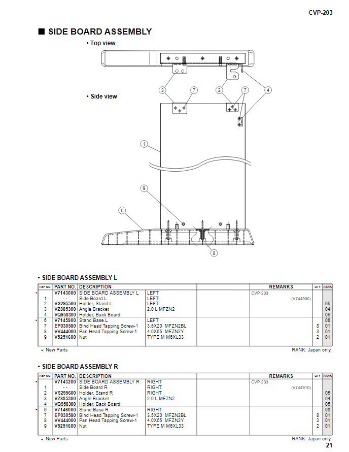 V714590R / V714600R Pair Of Feet / Toe Block For Yamaha Clavinova Digital Piano