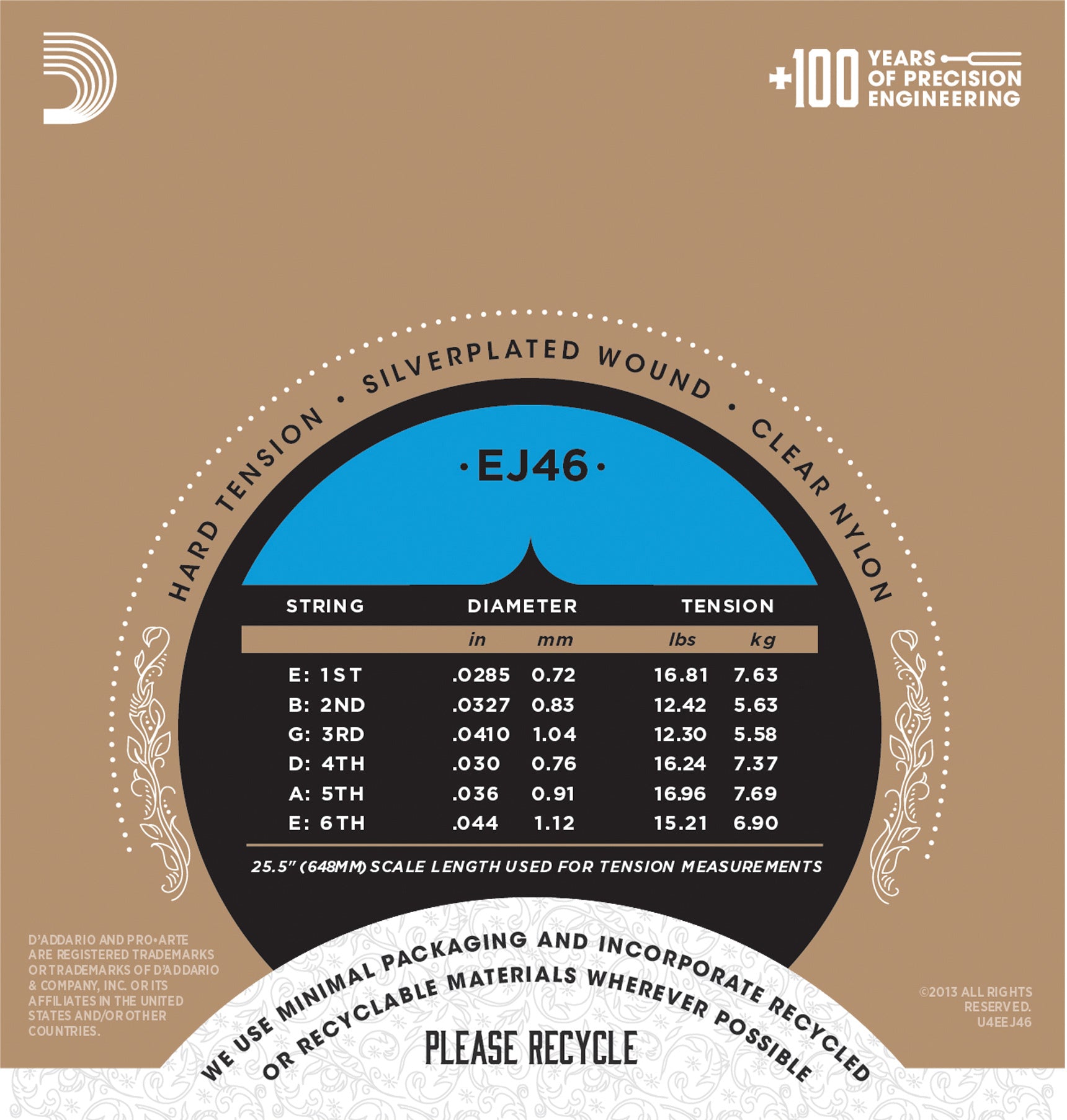 D'Addario EJ46 Pro Arte Classical Guitar Strings - Hard Tension