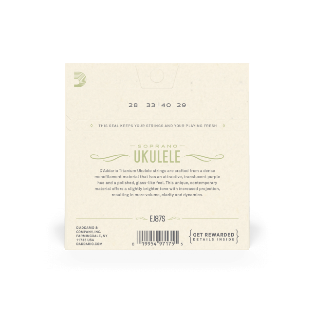 D'Addario EJ87S T2 Titanium Soprano Ukulele Strings