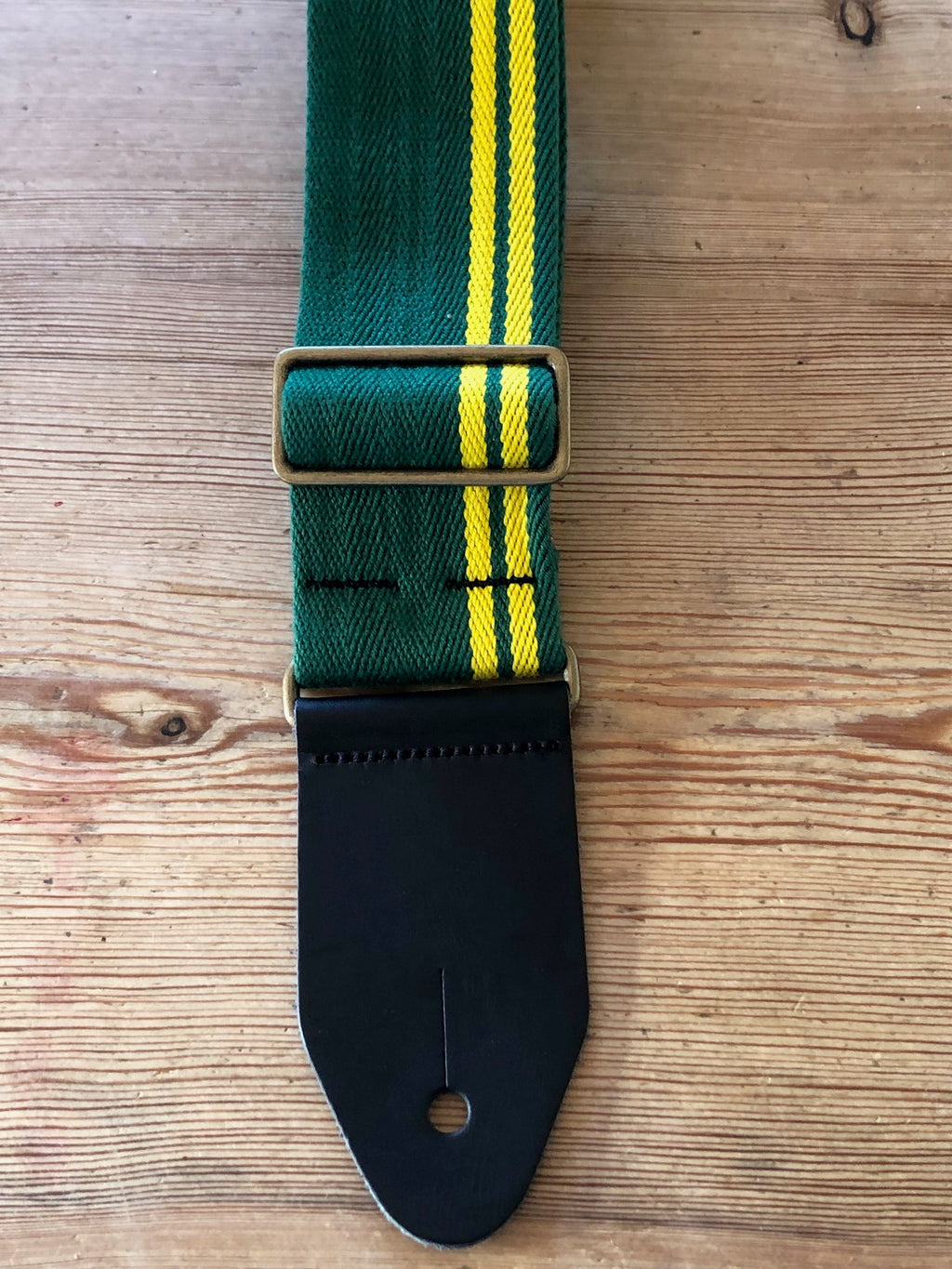 LG Green With Yellow Racing Stripe Cotton Guitar Strap *D