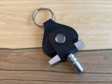 Leather Keyring Drum Key Holder - Black