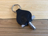 Leather Keyring Drum Key Holder - Black