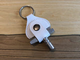 Leather Keyring Drum Key Holder - White