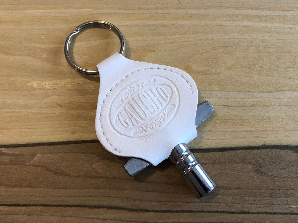 Leather Keyring Drum Key Holder - White
