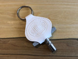 Leather Keyring Drum Key Holder - White