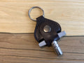 Leather Keyring Drum Key Holder - Dark Brown