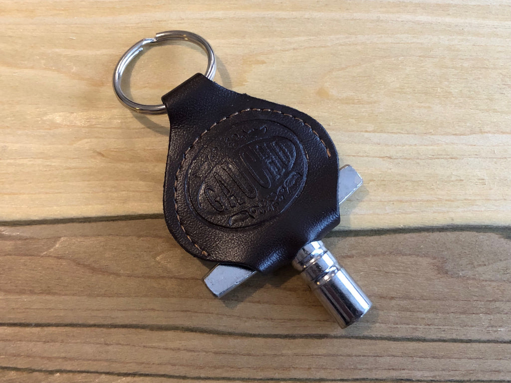 Leather Keyring Drum Key Holder - Dark Brown