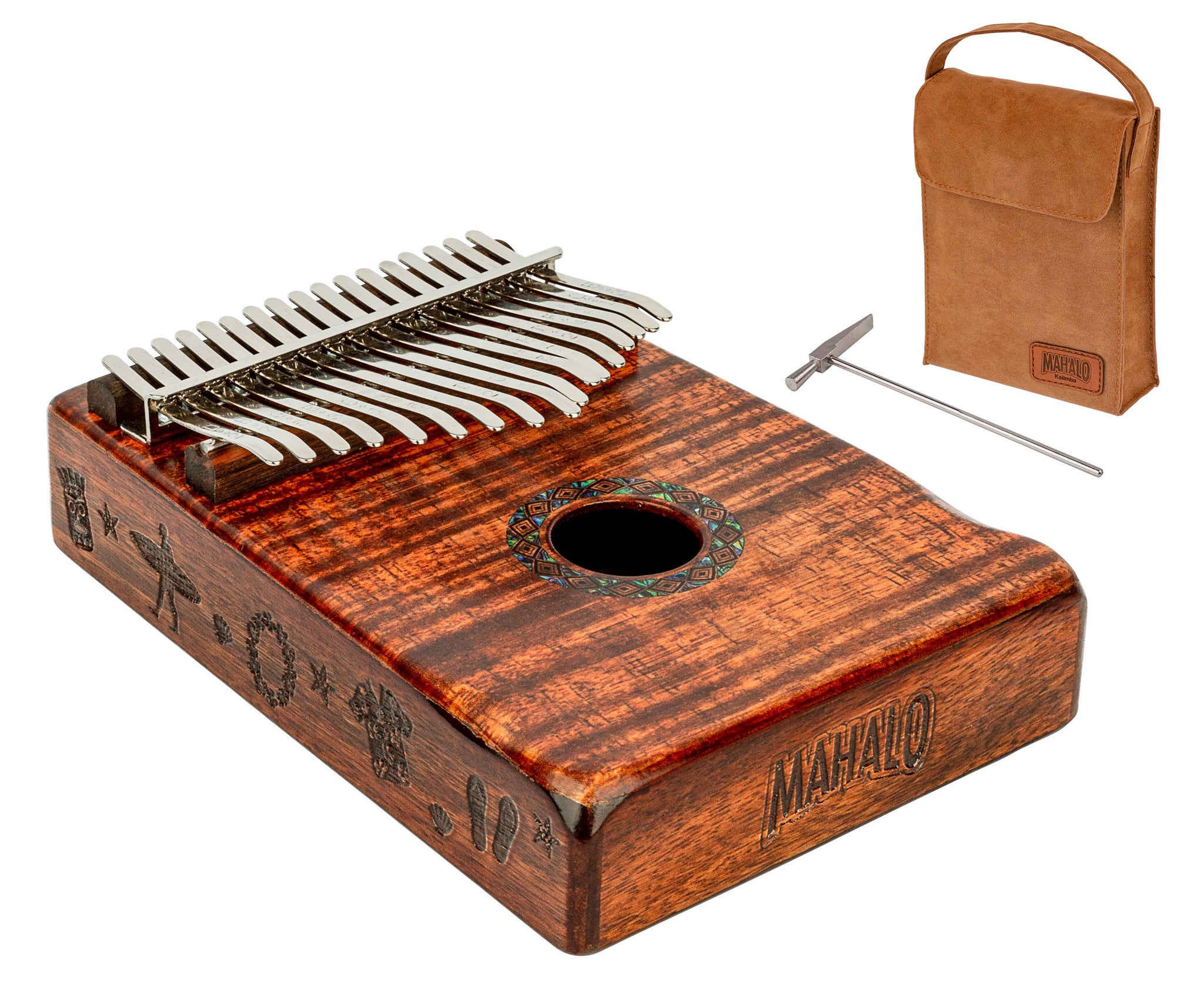 Mahalo 17-Key Kalimba Flame Koa MKA17KA - X8 Drums