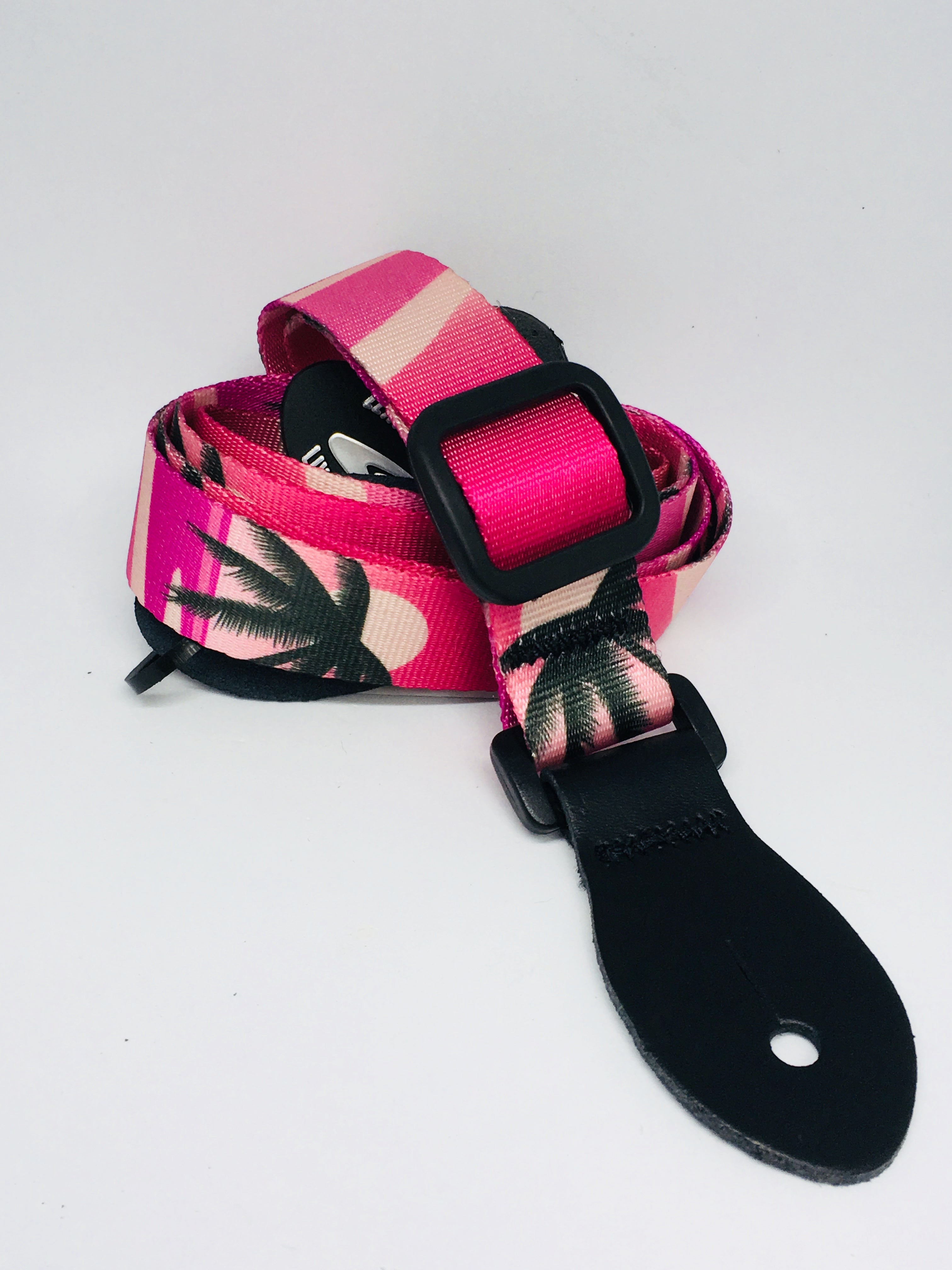 LG 1" Sunset / Hawaiian pink webbed ukulele strap