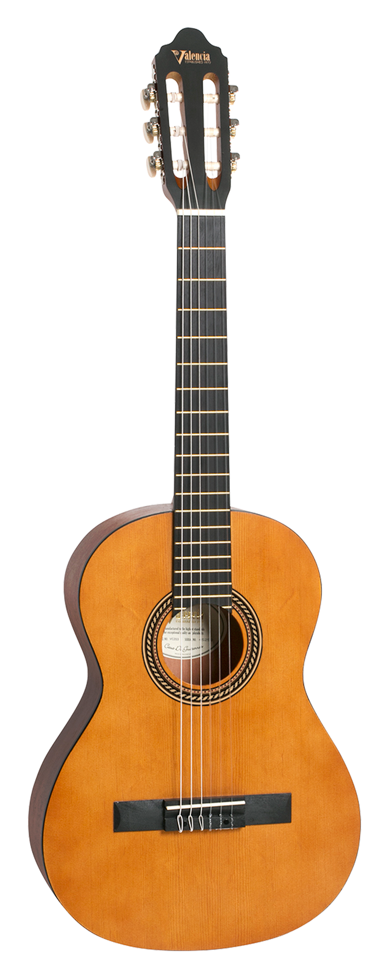 Valencia VC203NA 3/4 Classical Guitar - 200 Satin Series