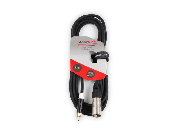 Stagecore 3m Male XLR - Single Male RCA Cable