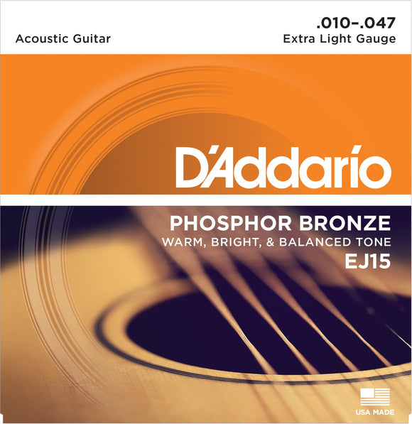 D'Addario (EJ15) Extra Light Phosphor Bronze Acoustic Strings