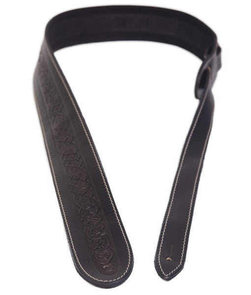 LG X-Long Black Celtic Design Embossed Leather Strap