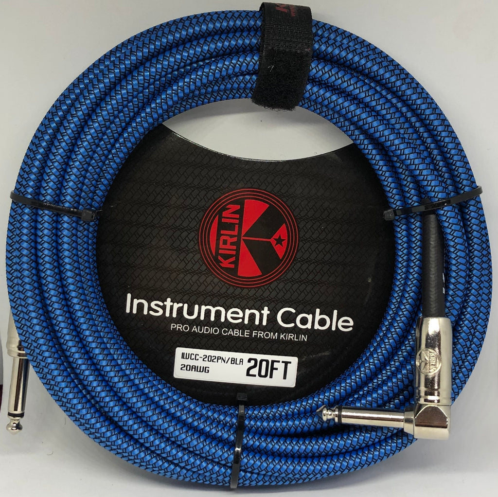 Kirlin 20ft / 6m Blue Woven Right Angle - Straight Jack Cable