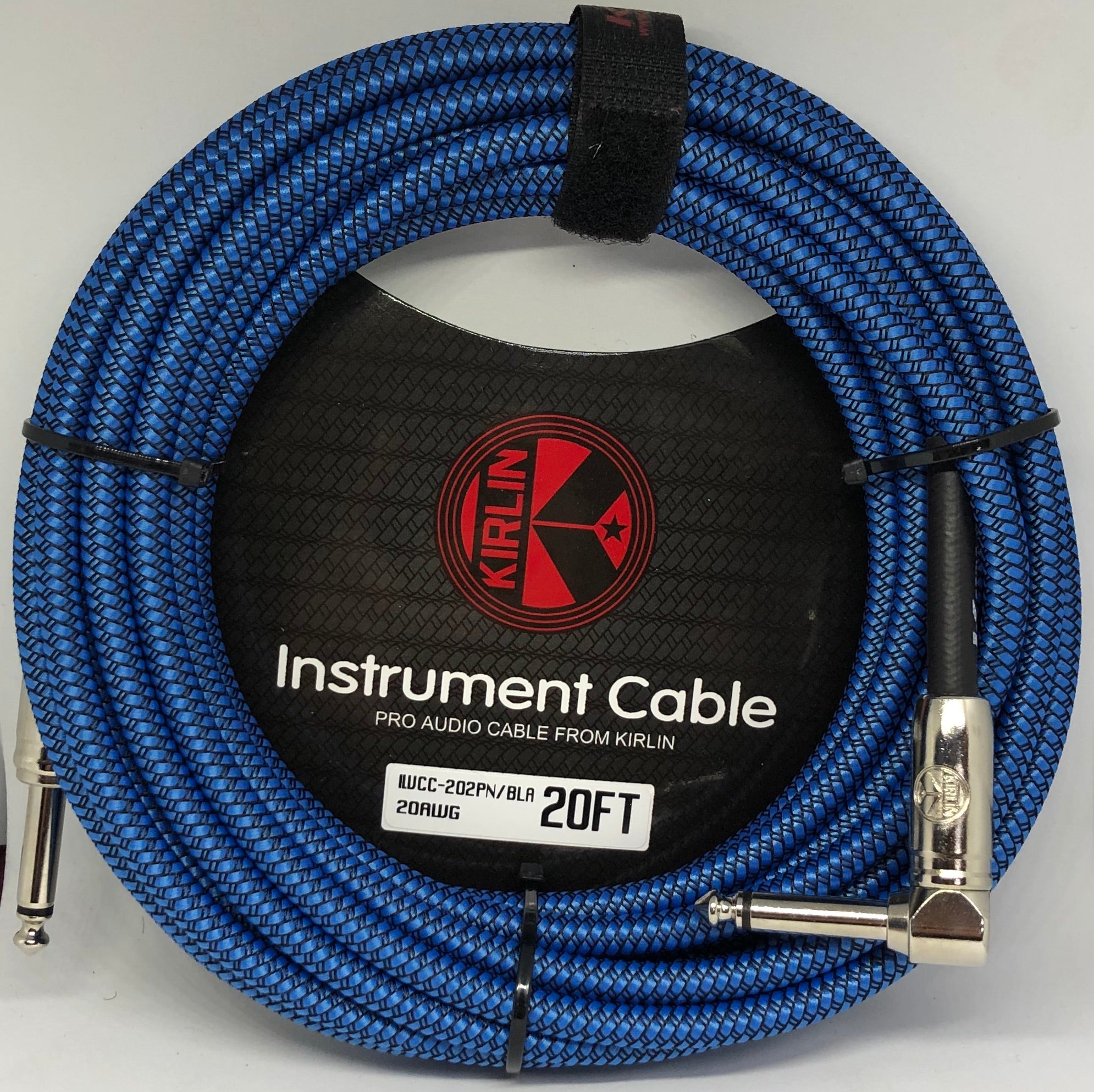 Kirlin 20ft / 6m Blue Woven Right Angle - Straight Jack Cable