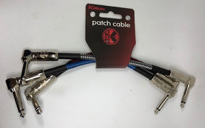 Kirlin 6" / 15cm Woven Angled - Angled Jack Patch Cables - Pack Of 3