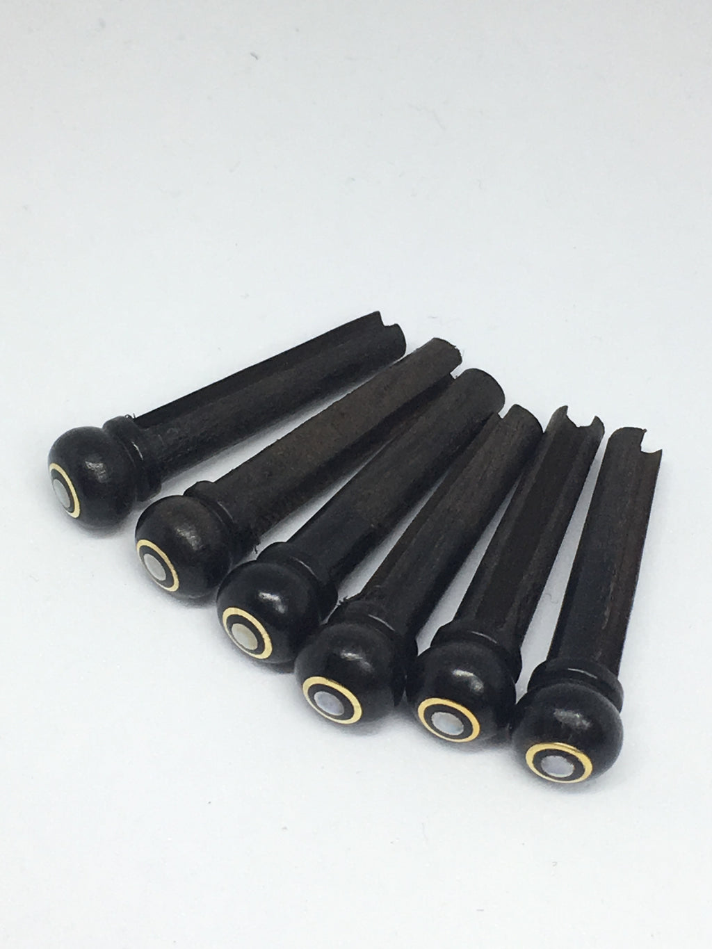 Ebony Wooden Bridge Pins With Parisian Eye Inlay