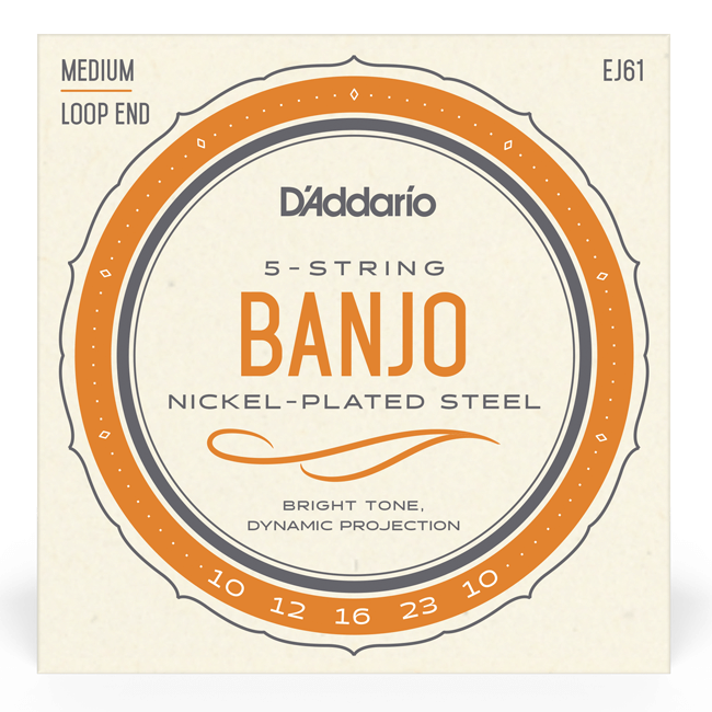 D'Addario EJ61 Medium Nickel Plated 5 String Banjo Set