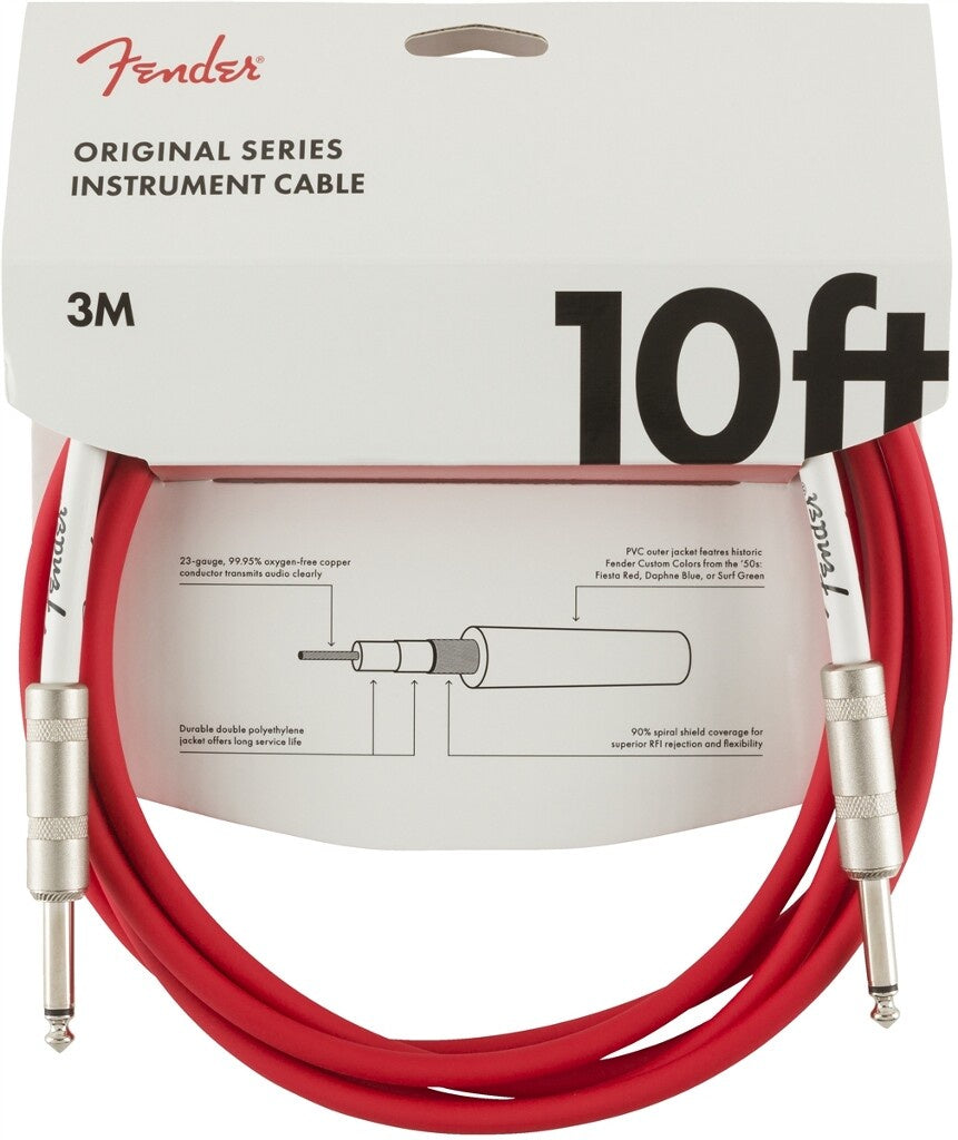 Fender Fiesta Red 10ft / 3m Straight - Straight Jack Cable