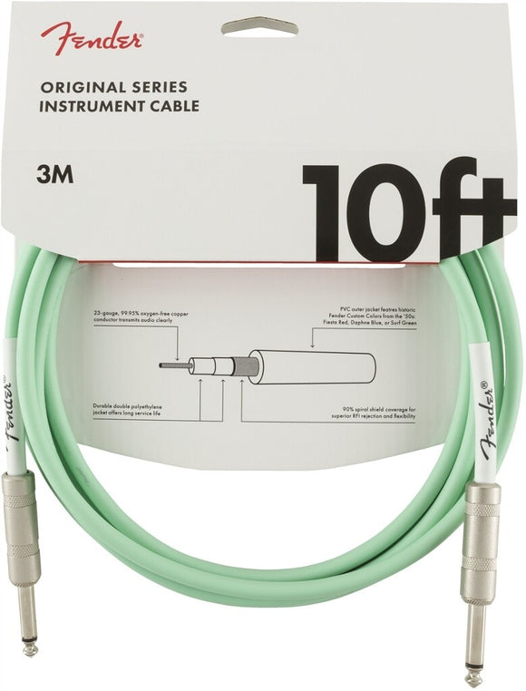 Fender Surf Green 10ft / 3m Straight - Straight Jack Cable