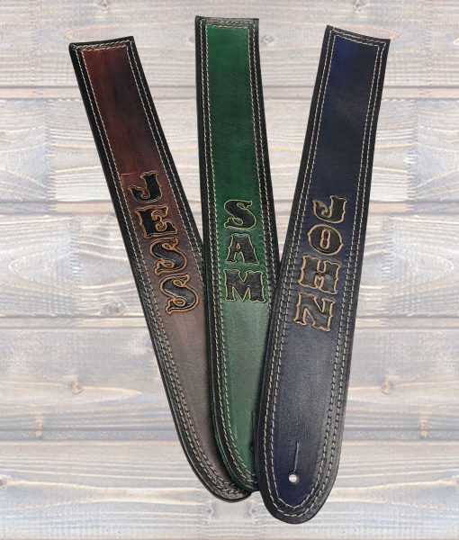 Full grain leather personalised guitar strap