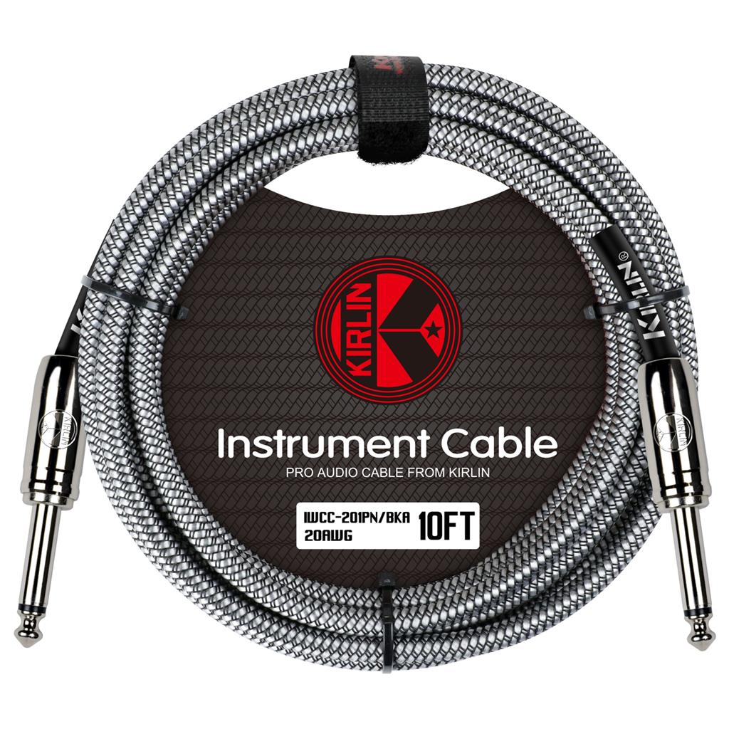 Kirlin 10ft / 3m Silver Black Woven Straight - Straight Jack Cable