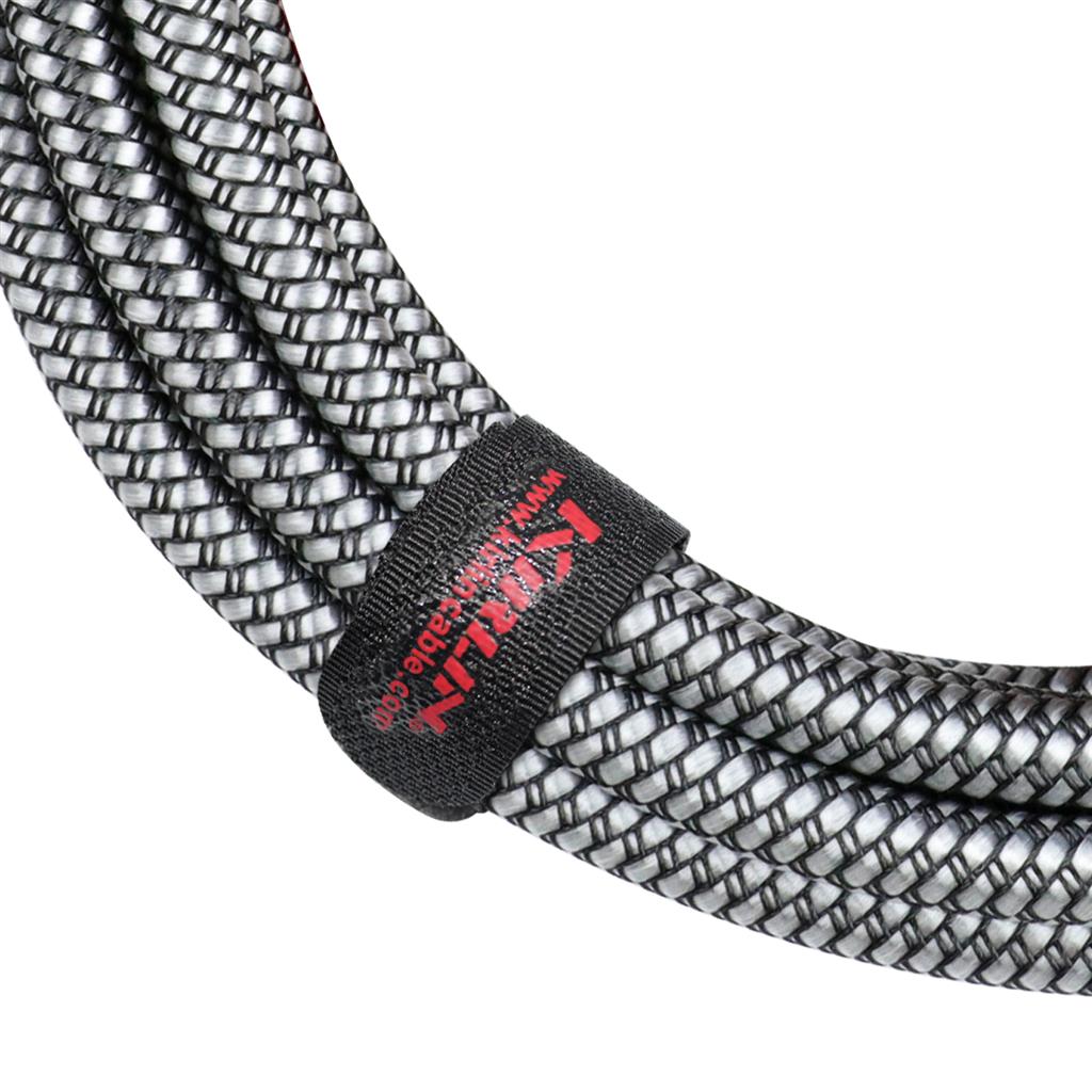 Kirlin 20ft / 6m Silver Black Woven Straight - Straight Jack Cable
