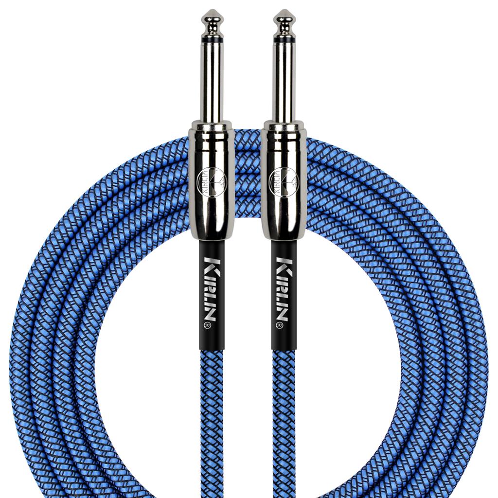 Kirlin 20ft / 6m Blue Woven Straight - Straight Jack Instrument Cable