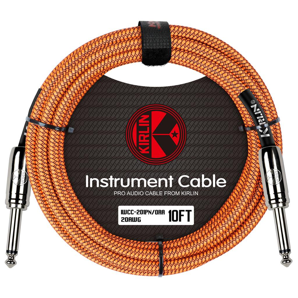 Kirlin 10ft / 3m Orange Woven Straight - Straight Jack Cable