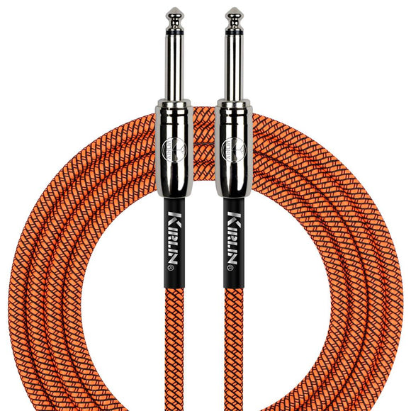 Kirlin 20ft / 6m Orange Woven Straight - Straight Jack Cable