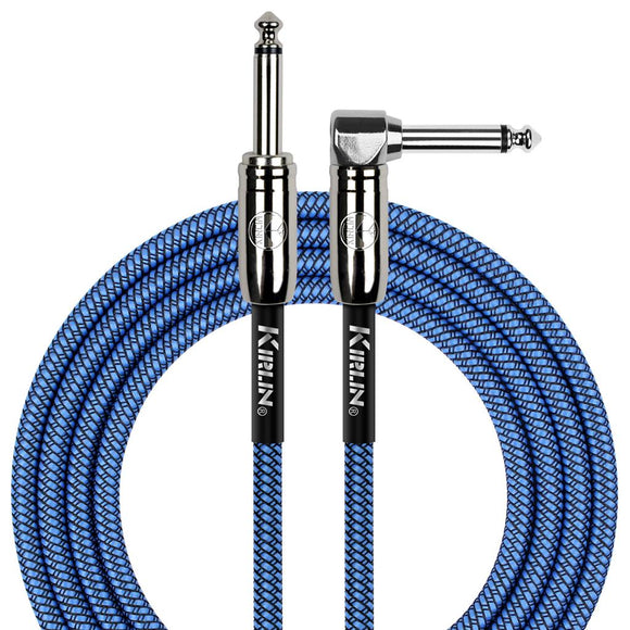 Kirlin 20ft / 6m Blue Woven Right Angle - Straight Jack Cable