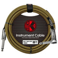 Kirlin 10ft / 3m Black / Yellow Woven Right Angle - Straight Jack Cable