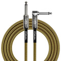Kirlin 20ft / 6m Black / Yellow woven right angle - straight jack cable