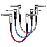 Kirlin 1ft / 30cm Woven Angled - Angled Jack Patch Cables - Pack Of 3