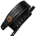 K2 Black Garment Leather 3" Guitar Strap - Croc Design *D